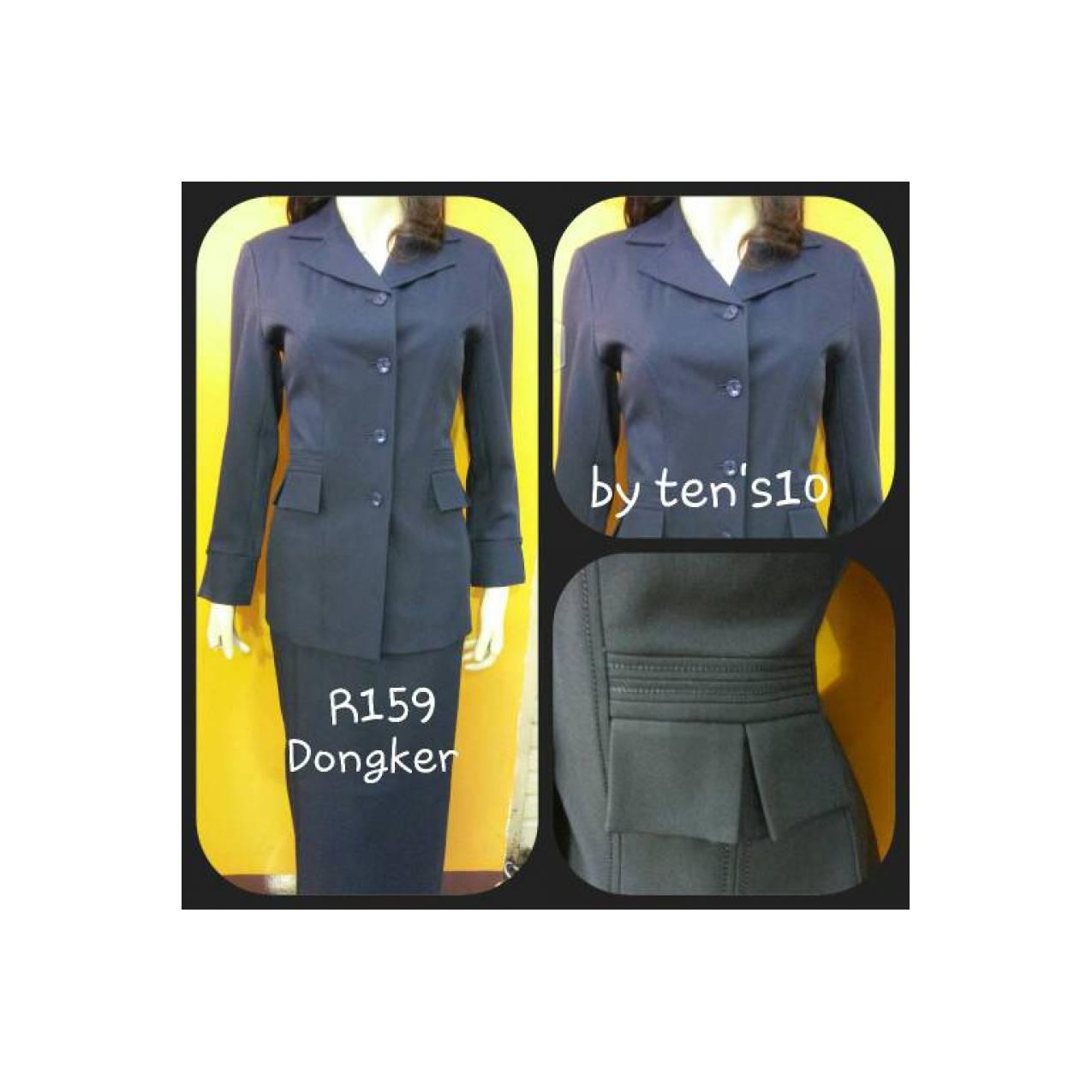 blazer seragam guru rok panjang biru dongker ten's10 - Cokelat Tua, S