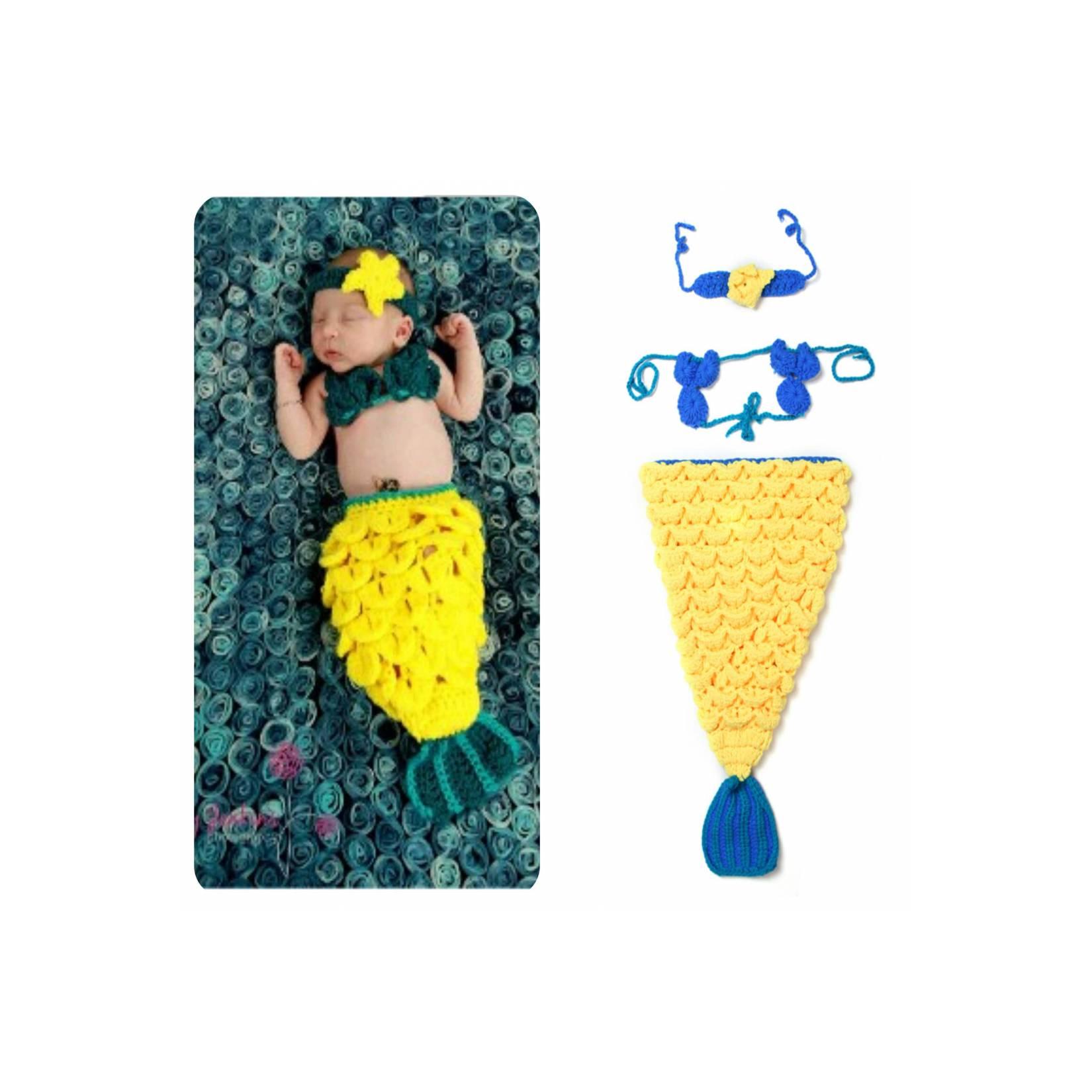 Baju Fashion Anak Baby Bayi Kostum Rajut Duyung Mermaid Yellow Kuning