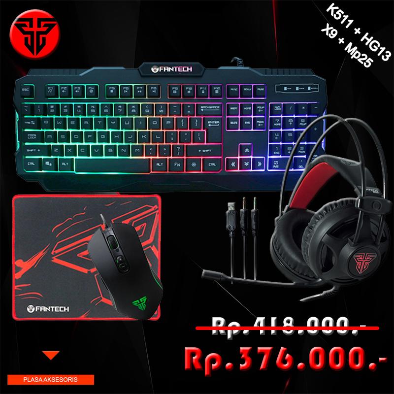 KEYBOARD GAMING FANTECH K511 + HEADSET GAMING HG13 + MOUSE GAMING X9 + MOUSEPAD MP25