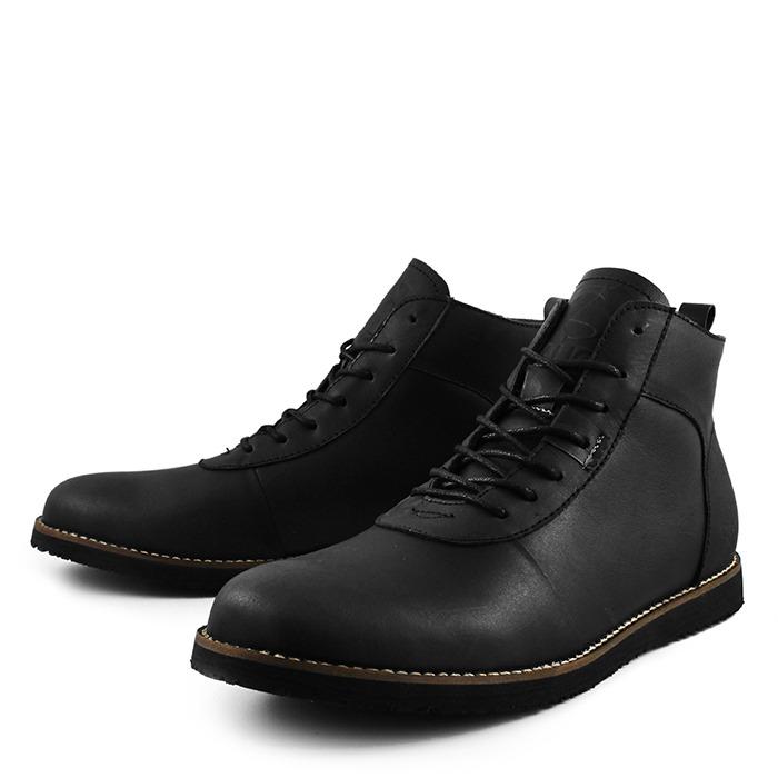 sauqi brodo boots sepatu pria kulit asli geniune leather - hitam