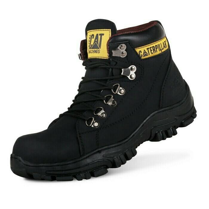 Sepatu Boots Pria Caterpillar Hydraulic Safety Ujung Besi - Sepatu Proyek - Free Kaos Kaki