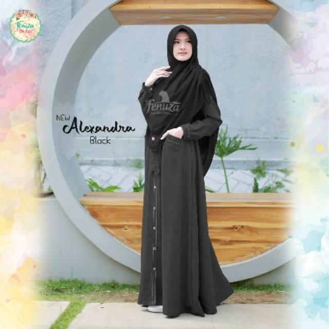 Gamis Syari Busui Polos Casual New Alexandra Cotton Linen Luxury Japan by Fenuza Muslim Wear (Sparkling Grape S)