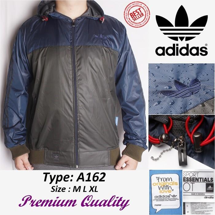 JAKET WATERPROOF - ANTI AIR - PARASUT - JAS HUJAN- ADIDAS HOODIE HITAM