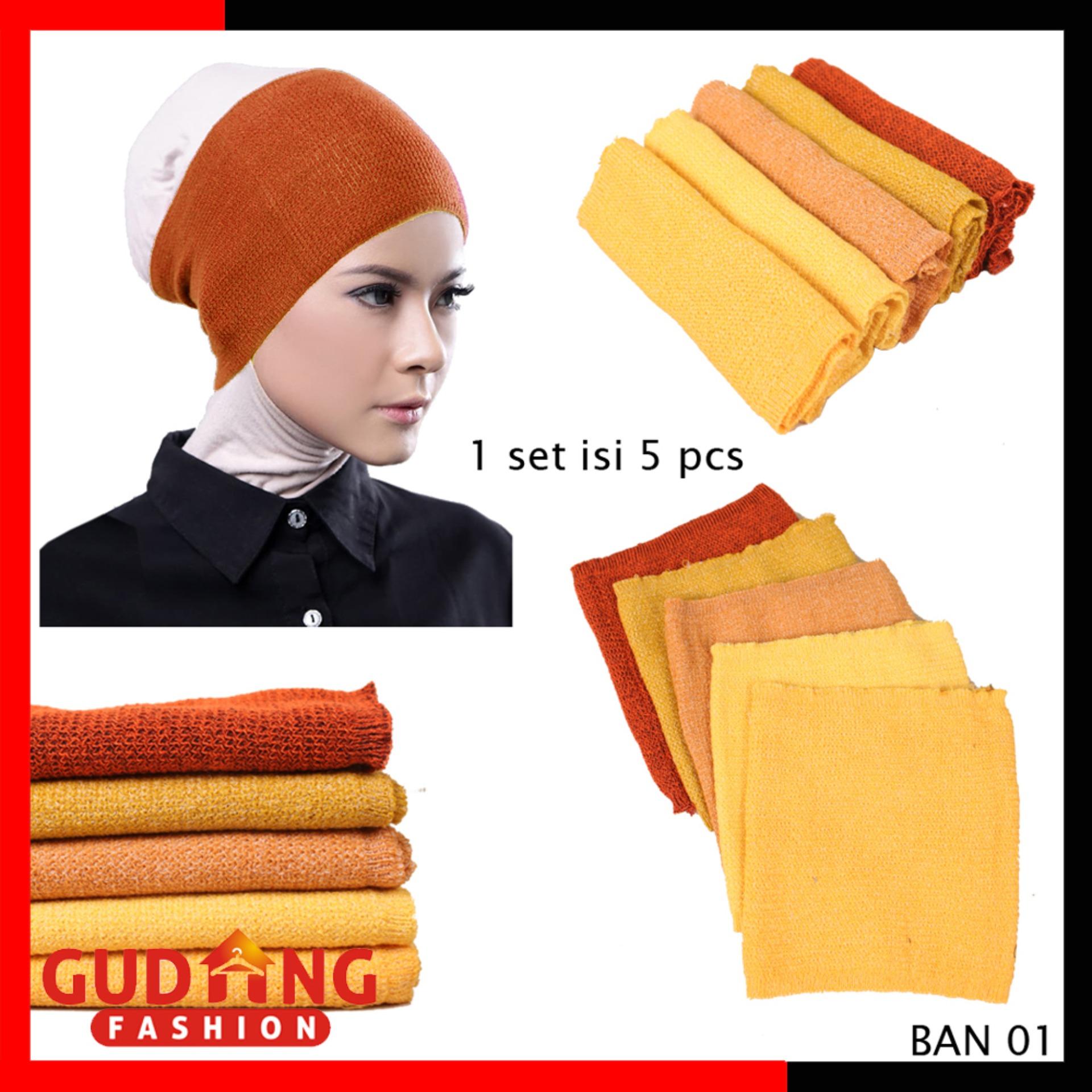 Gudang Fashion - Bandana Rajut Wanita Muslimah Isi 5 Pcs - Kombinasi Warna