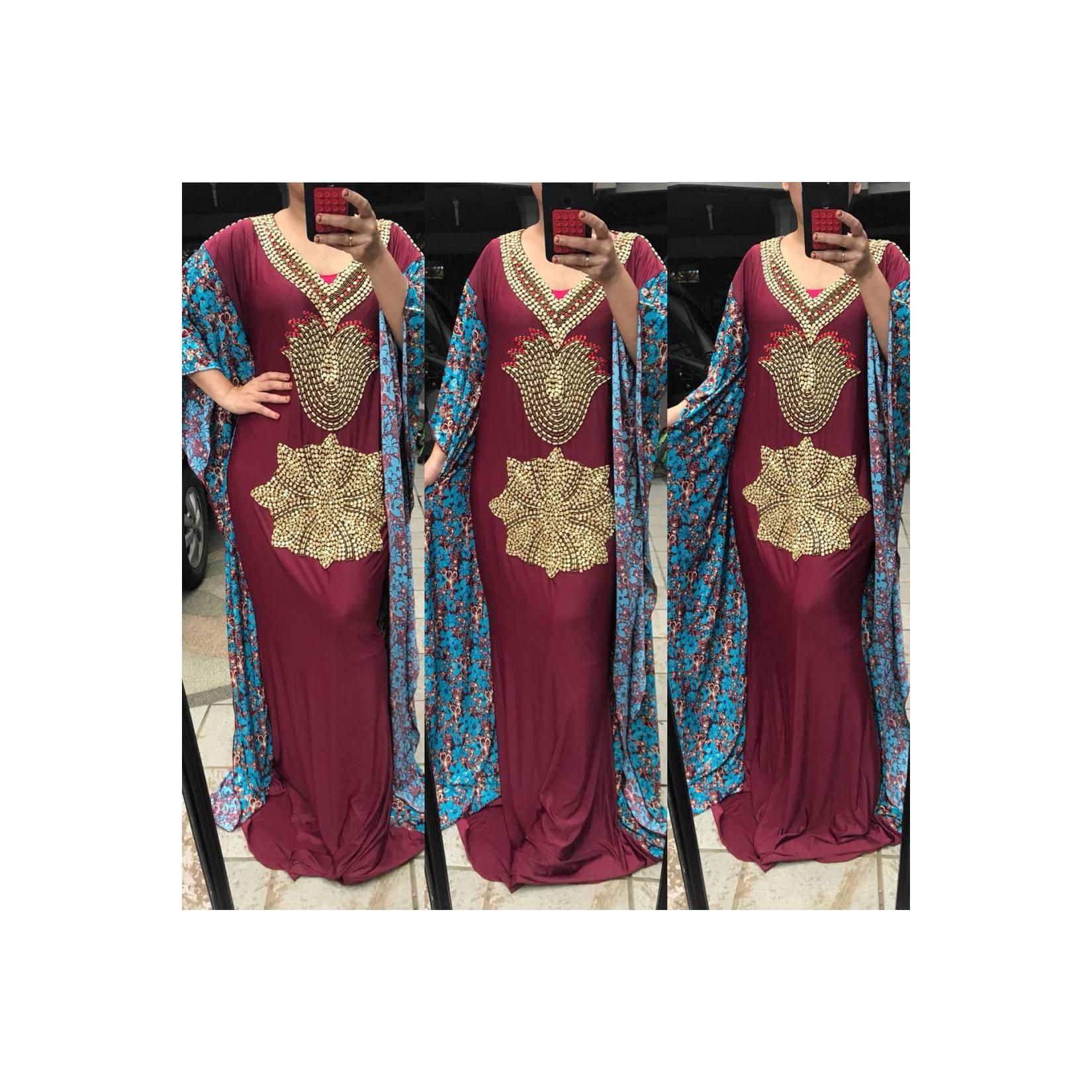 LIMITED! SUPLIER KAFTAN SPANDEK PRINT PAYET MAXI DRESS KODE 180155