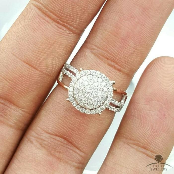 Cincin Emas 18k Berlian Eropa Asli Putih Tunangan Pernikahan Murah Q21