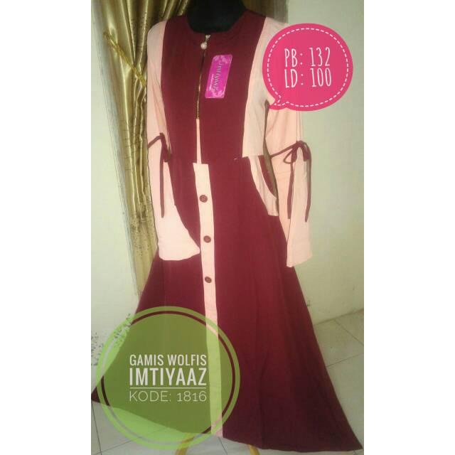 EMKA - PROMO KONVEKSI GAMIS WOLFIS KOMBINASI WARNA POLOS UMBRELLA GROSIR MURAH TERBARU TERLARIS (hijau kuning)