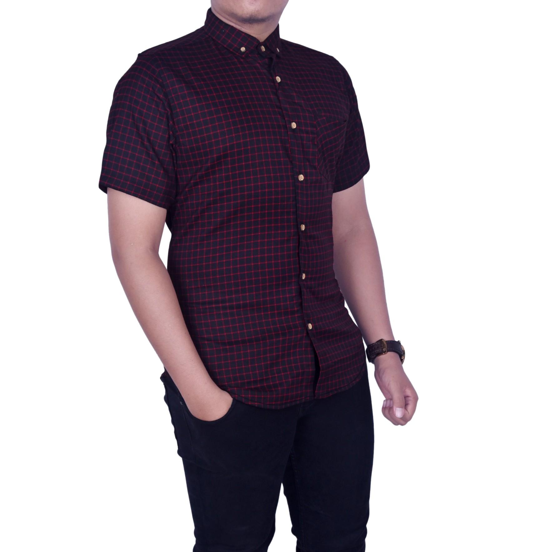 Dgm_Fashion1 Kemeja Lengan Pendek Flanel Woll Best Seller Premium/Flanel Pria/Kemeja Panjang/Flanel Woll/Kemja Men/Flanel Men/Kemeja Casual/Kemeja Distro/Kemeja Pantai/Kemeja Formal/Kemeja Casual/Kemeja Pria/Kemeja Polos/Kemeja Tartan AX 5861 Garis Merah