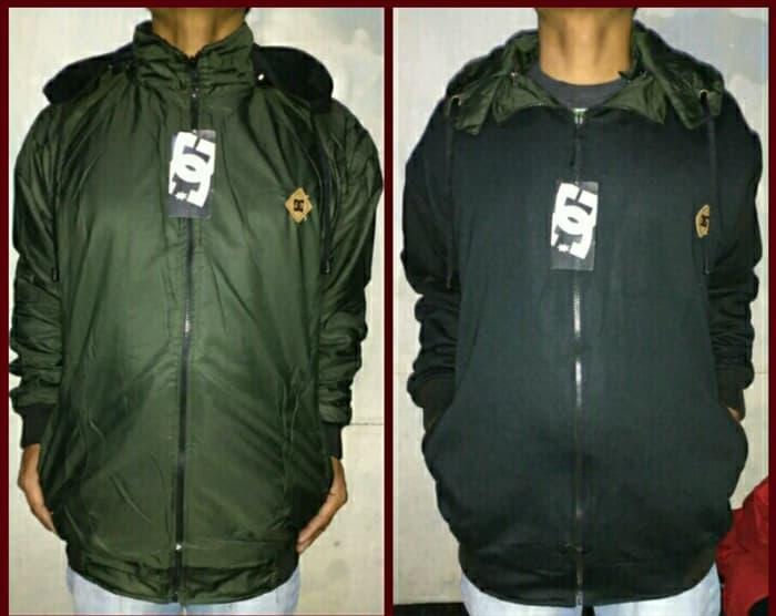 Best Seller!! Jaket Dc Bolak Balik Hijau Army Hitam Jumbo - ready stock