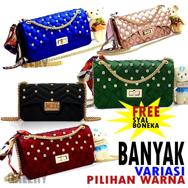 galery shop-tas jelly matte mini diamond BISA BAYAR DITEMPAT free SYAL BONEKA tas wanita selempang kualitas super premium mewah-tas wanita terbaru