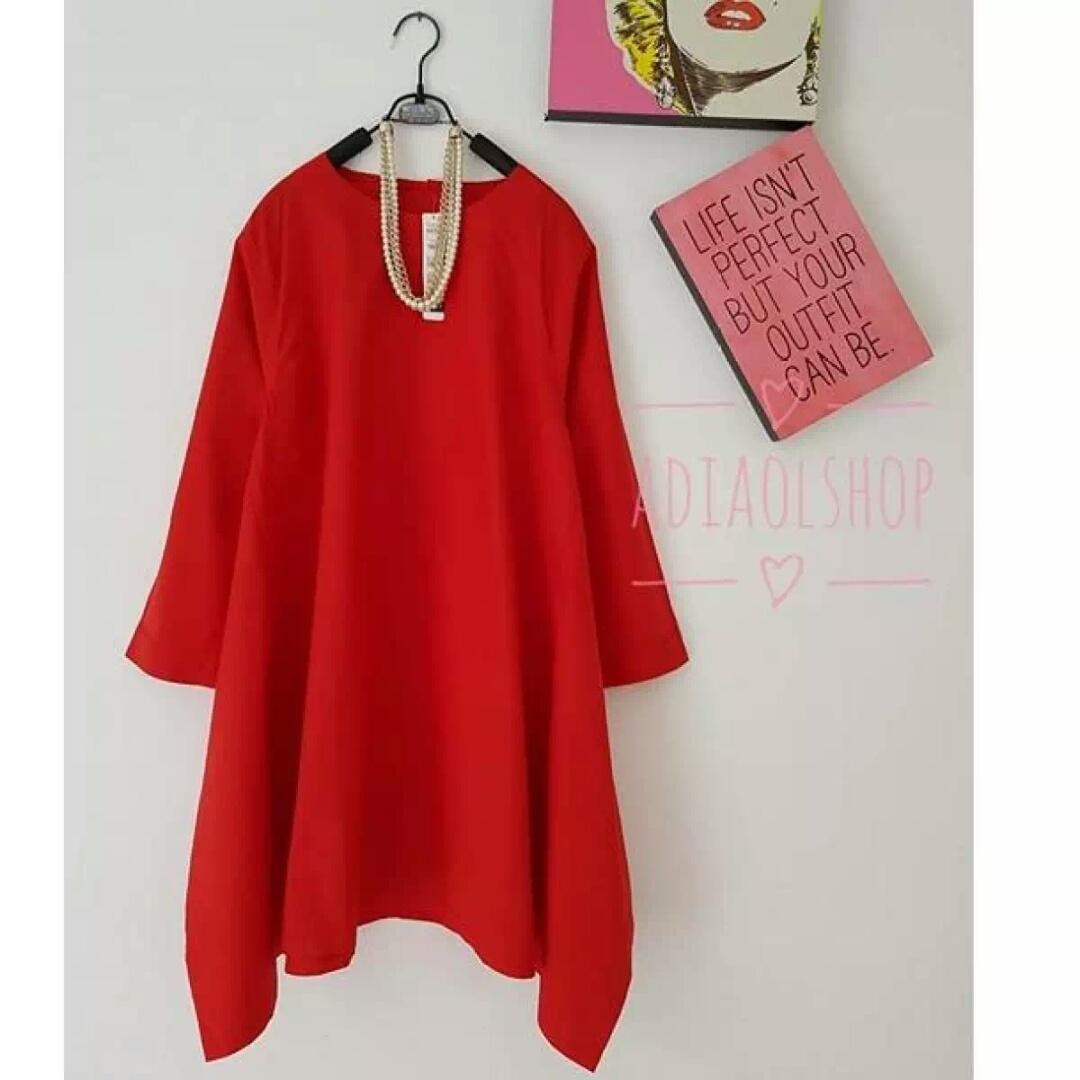 Adiafashion // Atasan Wanita Muslim // Blouse Waka 2.1 red Best Seller / Baju Wanita / Blouse Korea / Atasan Wanita / Baju Formal / Kemeja Wanita / Kemeja Formal / Atasan Muslim / Kemeja Cewek Tunik / Blouse Sabrina - Merah