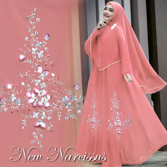 Gamis Narcissus Syari Balotelli HQ + Bergo Renda Pikok - Salem