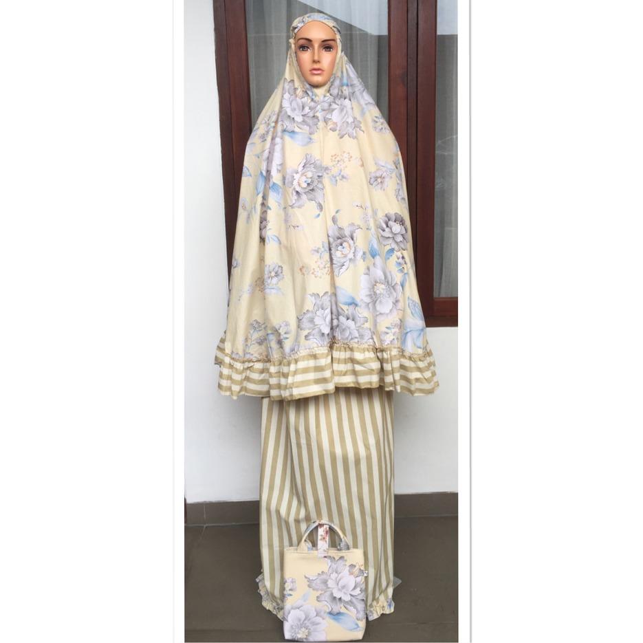 Mukena Katun Jepang Bella rosa Salur coklat