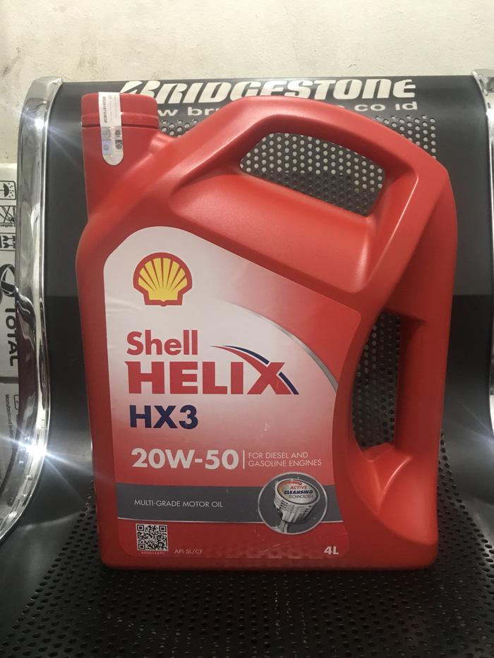 Oli Mesin Mobil Bensin Shell Helix HX3 20w50 20/50 BARCODE ORIGINAL 4L