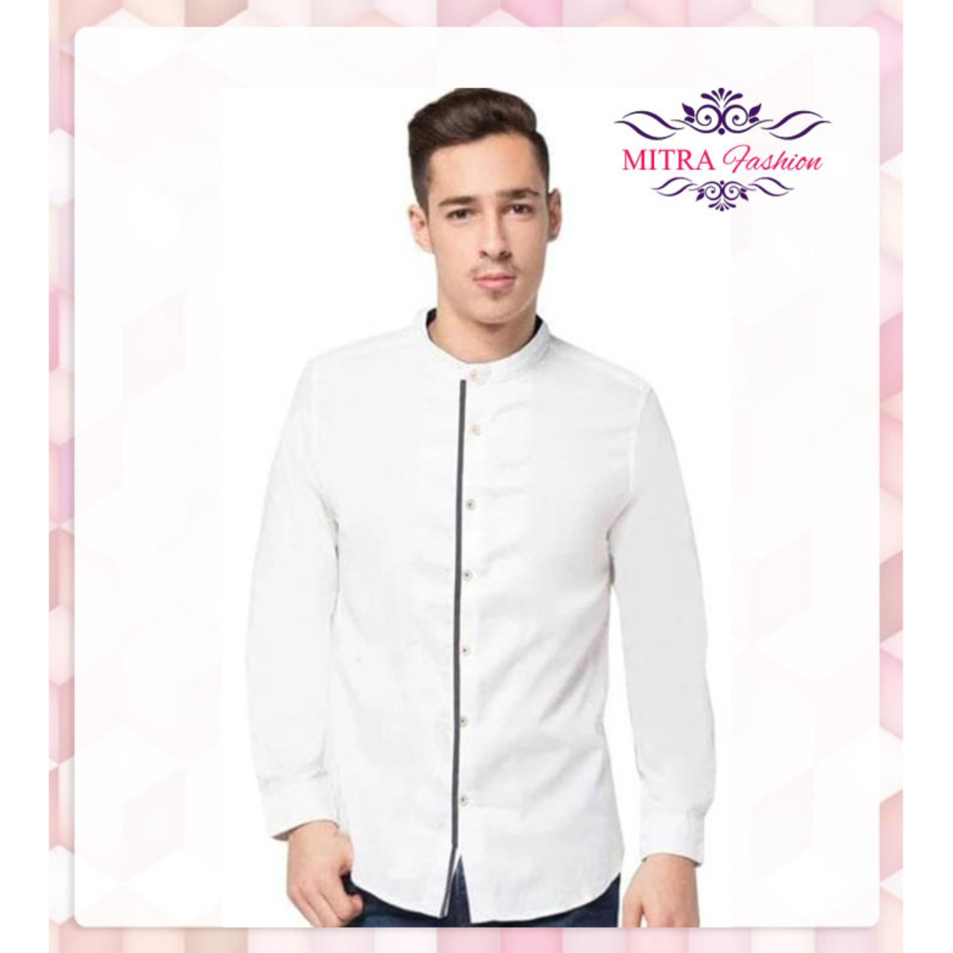 JUAL VM KEMEJA KOKO MUSLIM KRAH SHANGHAI PUTIH SLIMFIT PANAJNG SIMPLE
