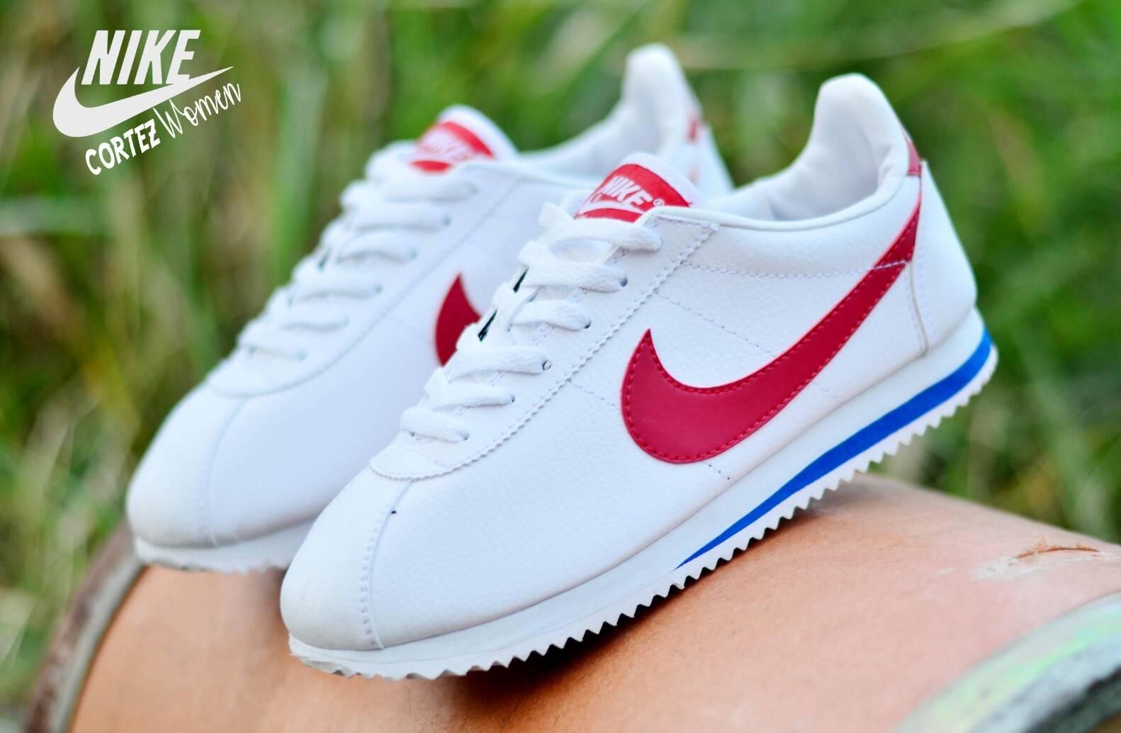 Sepatu Sneakers Nike Cortez Women Import Quality - White Red -