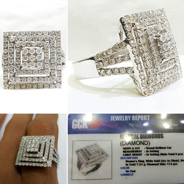 Cincin Emas Putih 7,24gram Berlian Eropa 114pcs