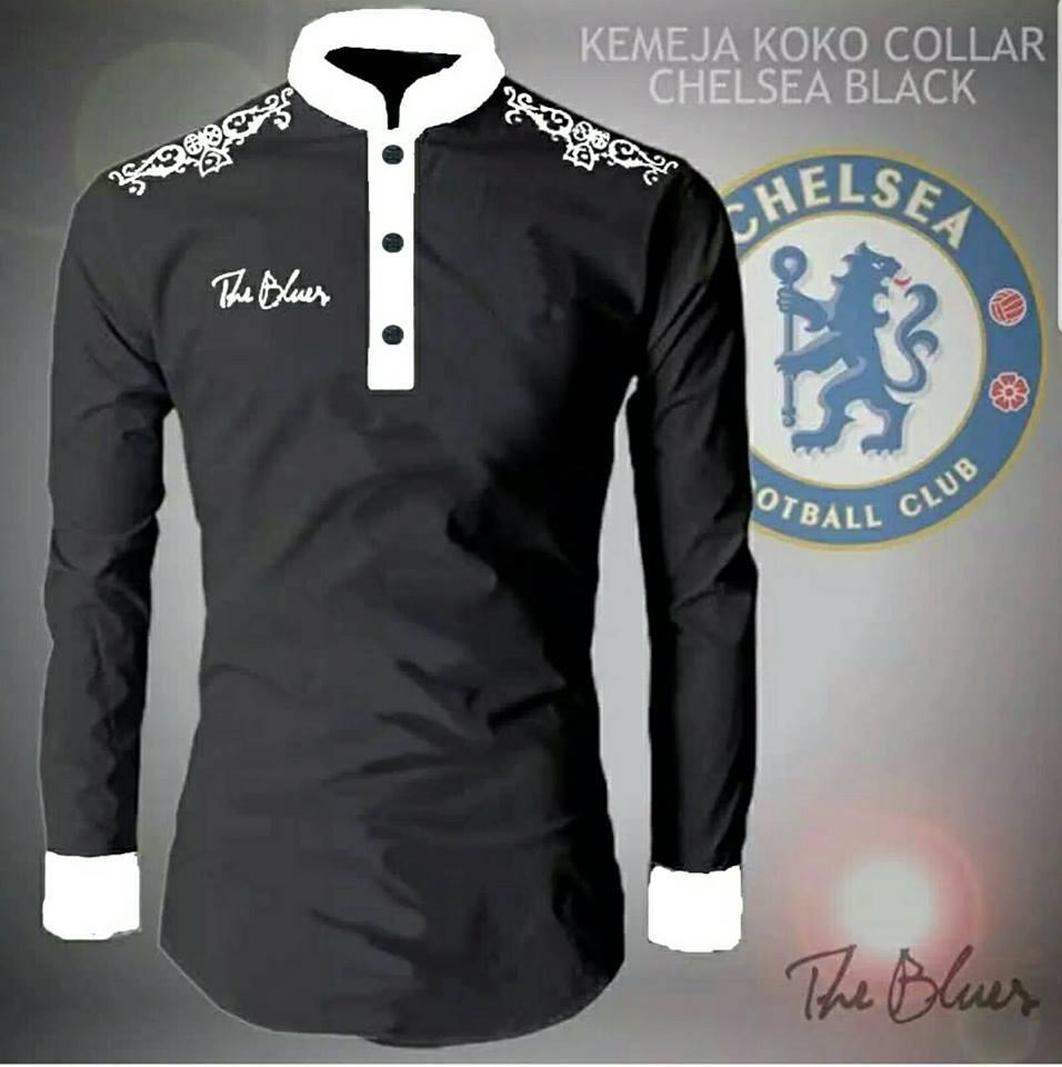 legiONshop-kemeja muslim pria koko terbaru muslim wear baju muslim koko pria THE BLUES (motif bordir tebal)