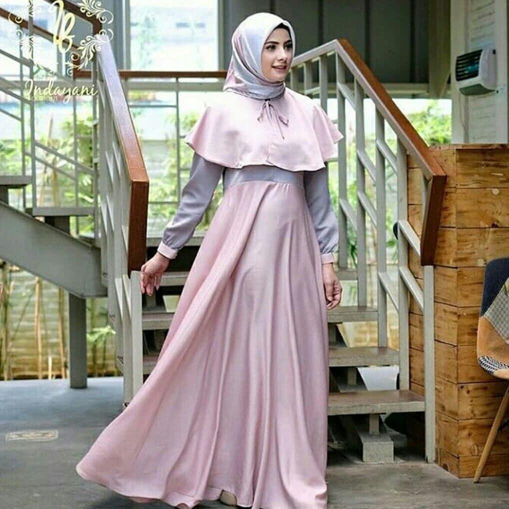 grosir baju model lebaran dress muslim syari gamis terbaru termurah best seller DEWI MAXY PR001 (Pink)