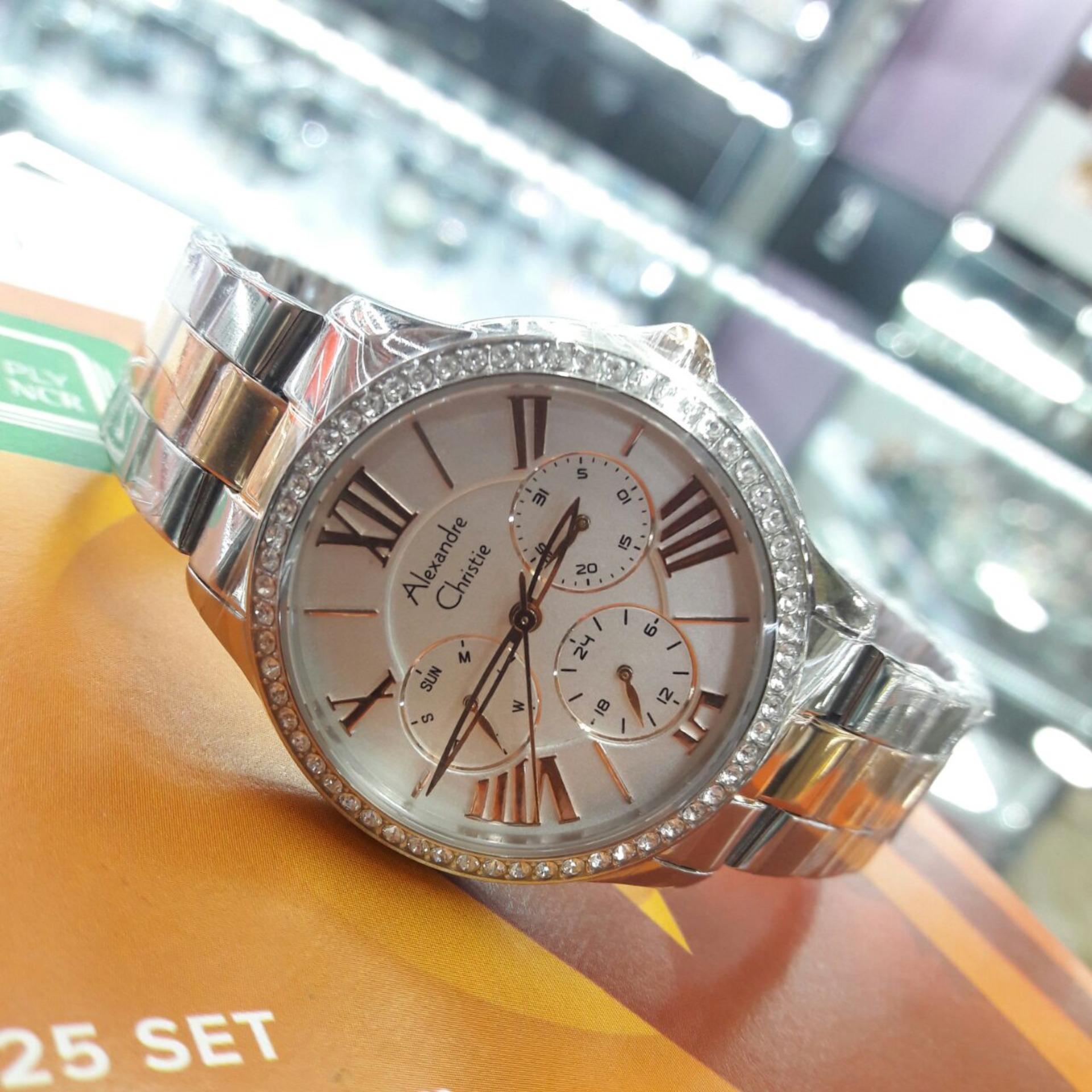 Alexandre Christie AC2642OS - Jam Tangan Fashion Wanita Murah - Chrono Multifungsi- Full Stainless Strap