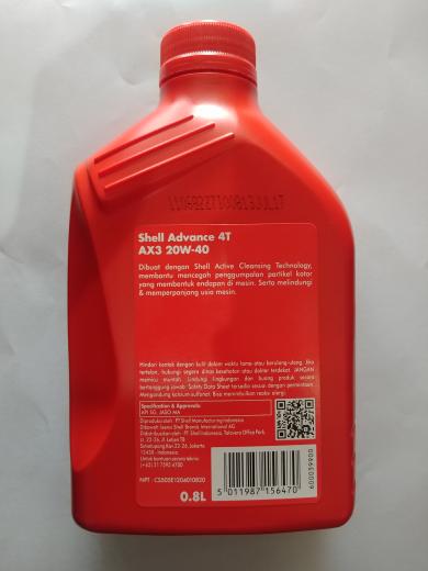 Oli Shell Advance Ax3 20W 40 0.8L