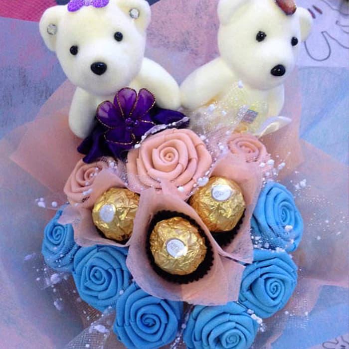 Buket bunga boneka coklat valentine/ bunga anniversary murah