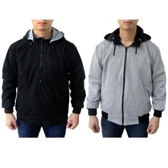 Jaket Parasut Bolak-Balik Polos Black-Gray