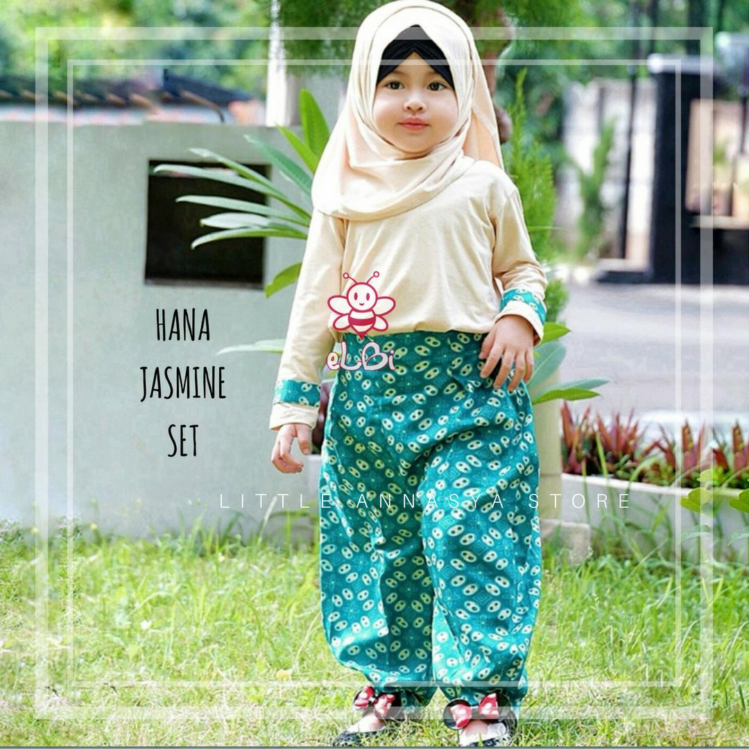 eLBi - Baju Muslim Anak Perempuan / Baju Muslim Balita Perempuan / Gamis Anak / Baju Muslim Anak / Baju Muslim Bayi Perempuan / Baju Pesta Anak Muslim / Hana Jasmine Series