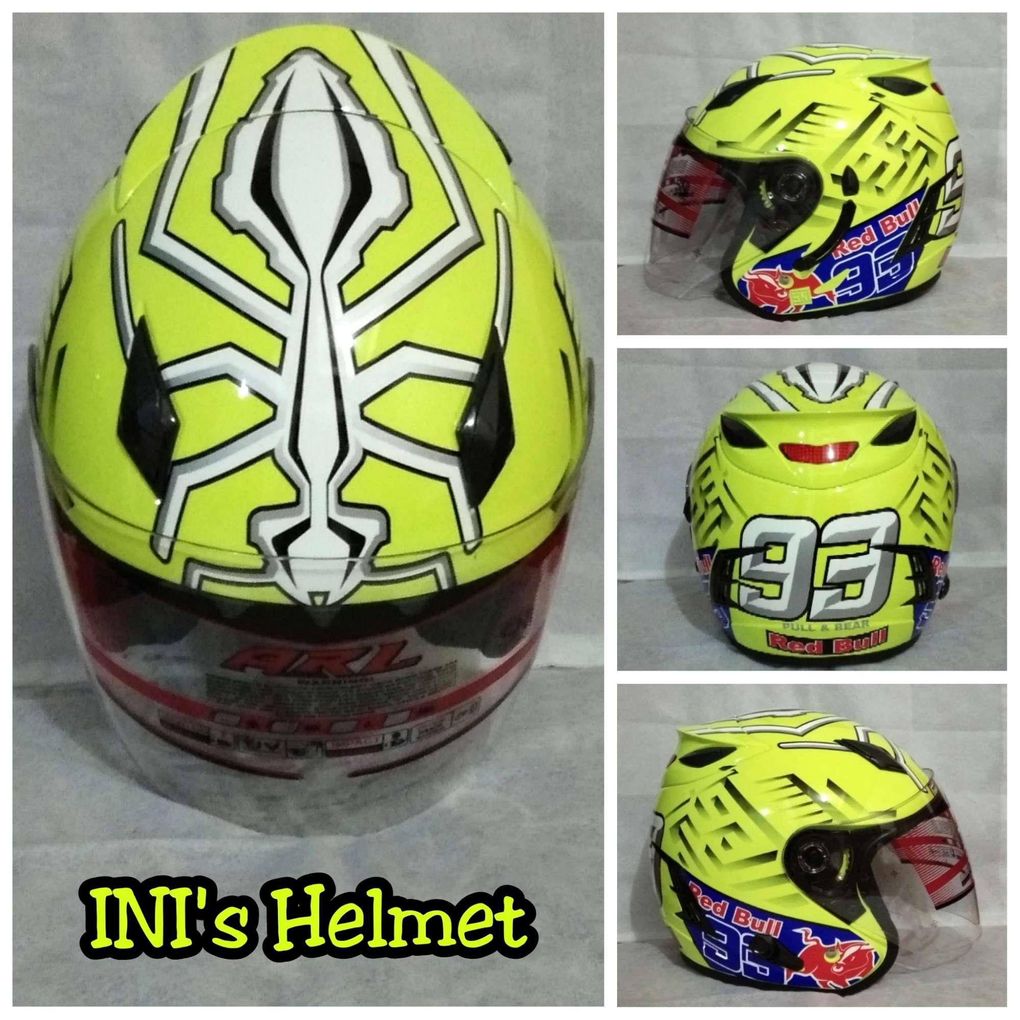 Helm ARL Centro Double Visor 2 Kaca Motif Kuning Stabilo 93 Marquez - SNI - INIs Mart Jakarta