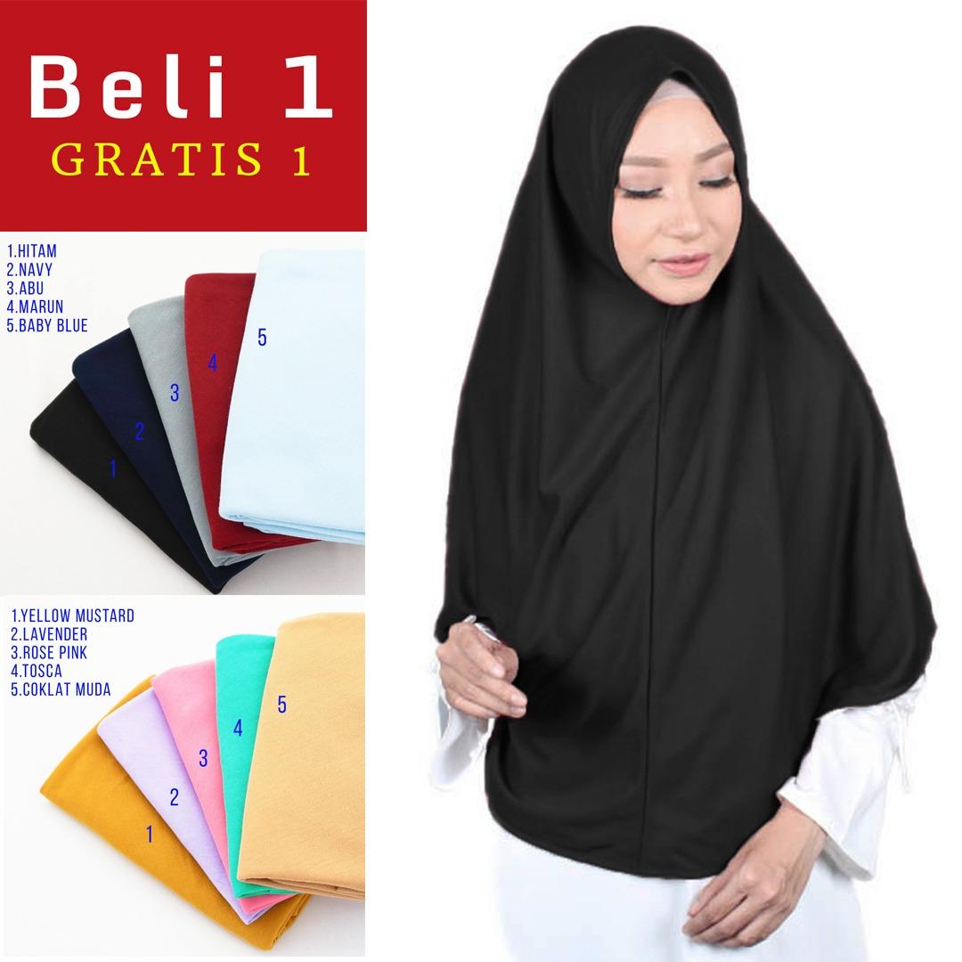 PROMO 1 Dapat 2 Jilbab XL Najwa Khimar Instan - Kerudung Hijab Instan XL Kaos Katun