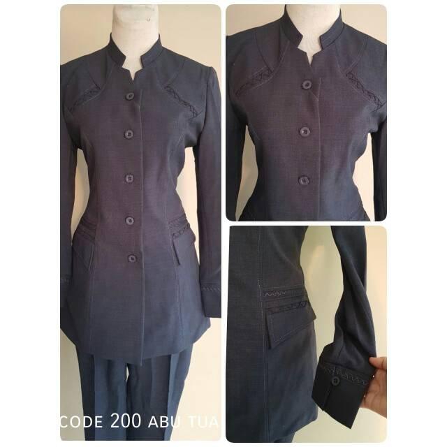 BLAZER BAJU FURING ABU ABU TUA 200 WANITA KANTOR GURU,DOSEN,BANK SYARIAH ANGGUN MODERN STYLISH MURAH