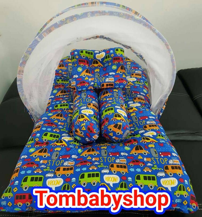 KASUR BAYI KELAMBU MOTIF VROOM CAR BIRU