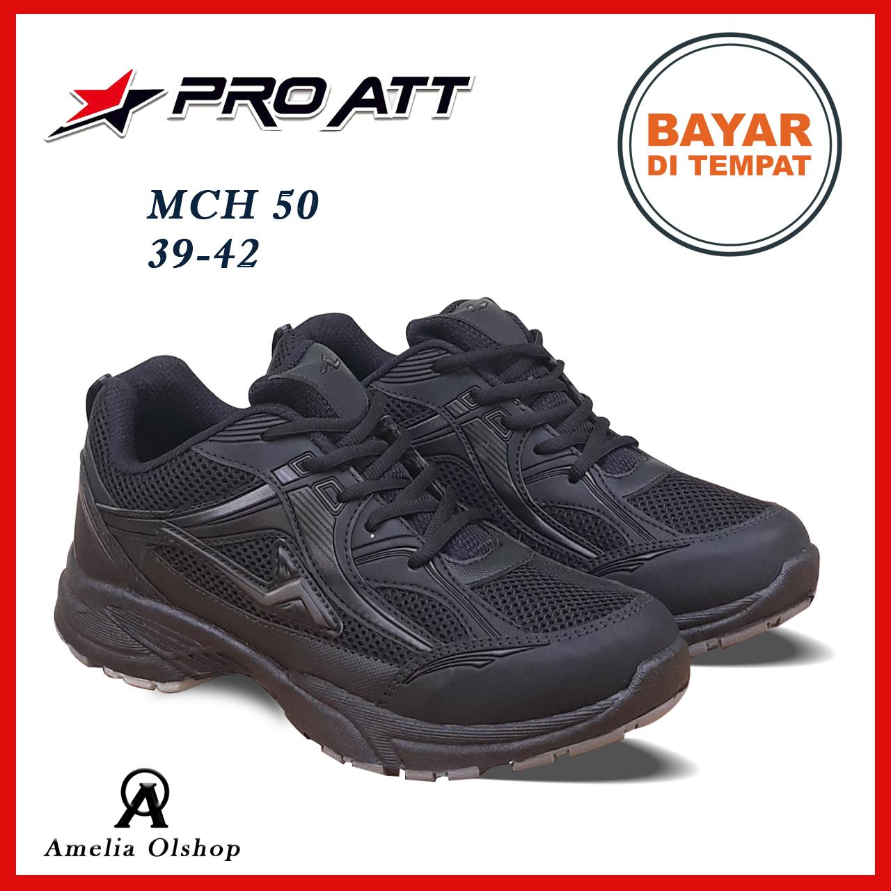 Amelia Olshop - Pro ATT Sepatu Sneaker Pria / Sepatu Pria / Sepatu Olahraga / Sepatu Sport / Sepatu Murah / Sepatu High Quality New Arrival - MCH 50 Hitam Polos