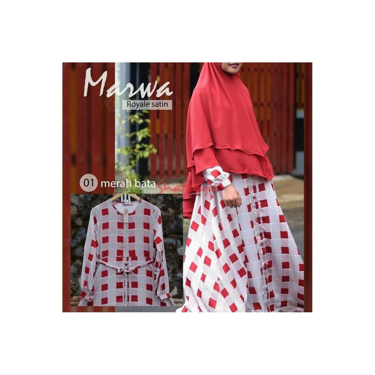 Gamis/Terusan Dewasa Royal Satin Shafeeya Marwa01 Merah Bata
