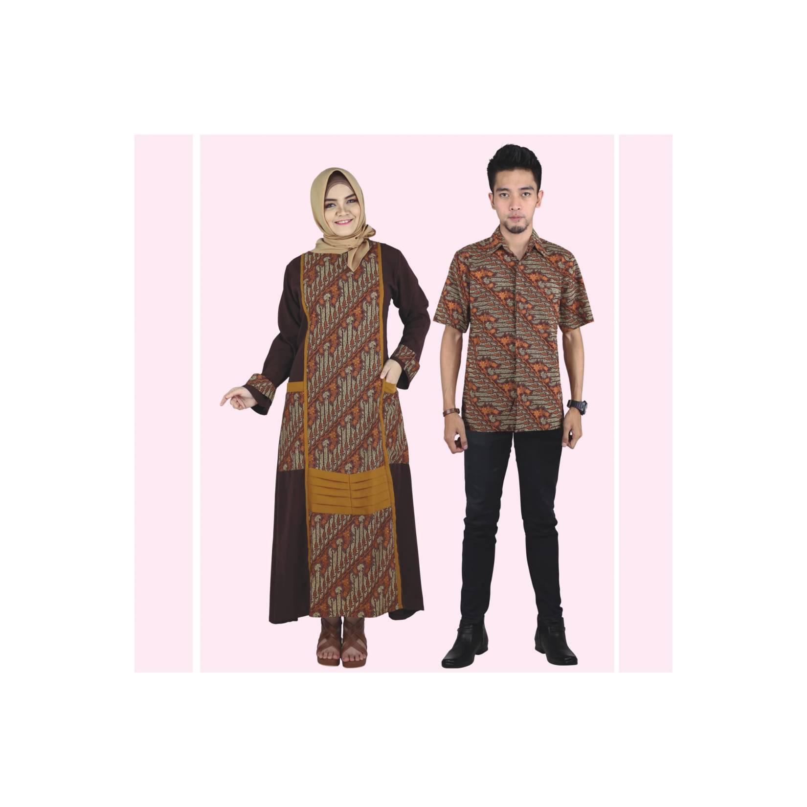Baju Muslim Modern Terbaru Gamis Koko Couple Anak Pria Wanita Coklat