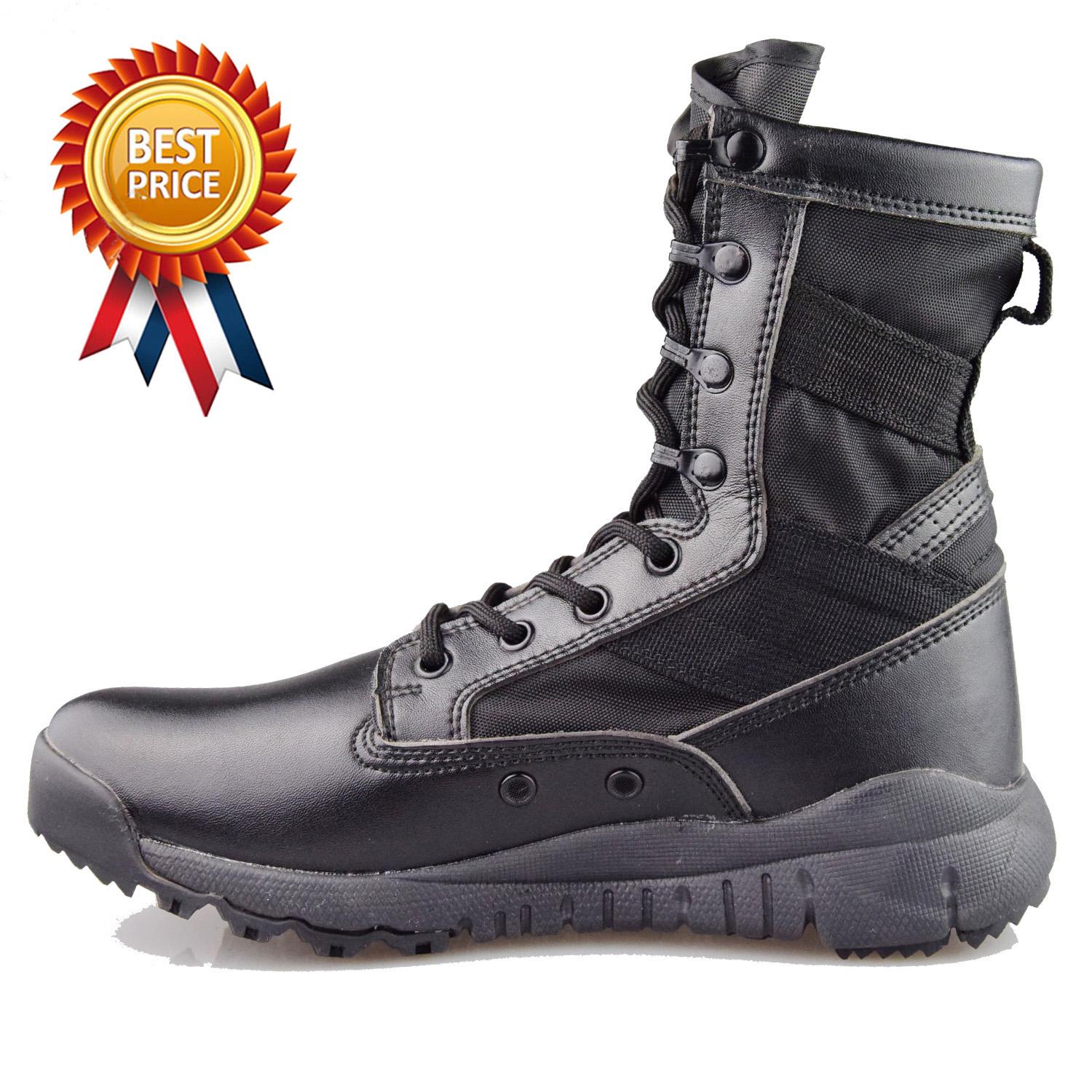 Pria 095B Gurun Hitam Sepatu Tempur, Taktis Militer BOT, Renda Hingga Luar Ruangan Pria BOT, pergelangan Kaki Ringan Bekerja Musim Gugur Wanita Bot (Hitam)-Internasional