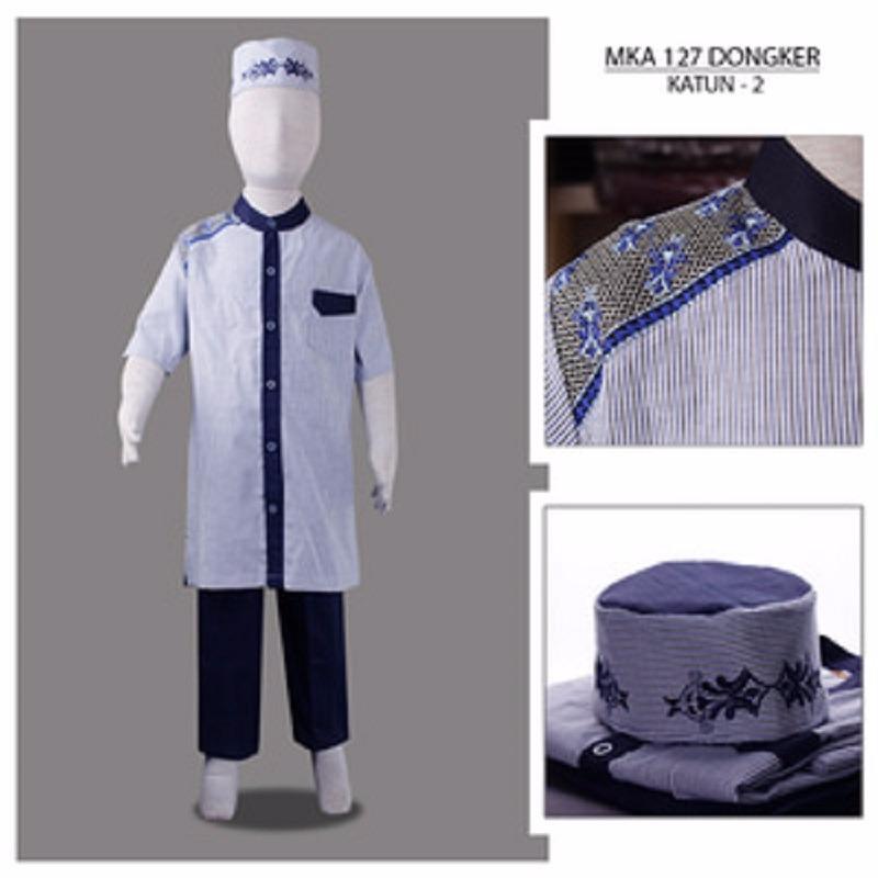 MKA127Dongker(11-13tahun) baju koko anak gemuk model gamis