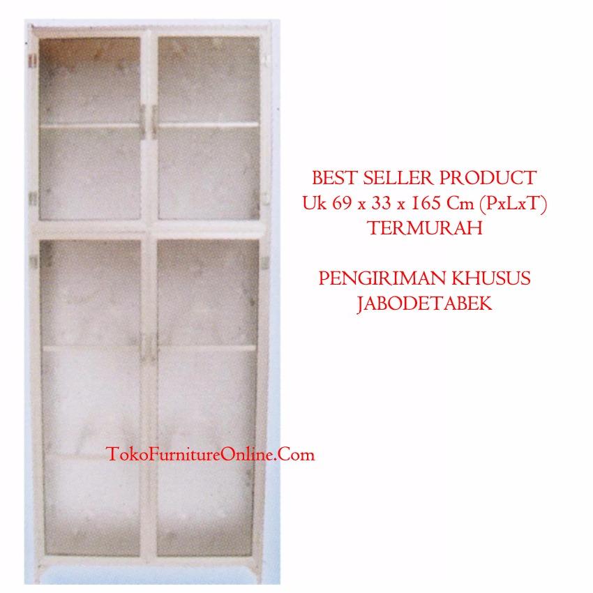 Rak Lemari Piring Dapur Full Kaca Box Tertutup 2 Pintu