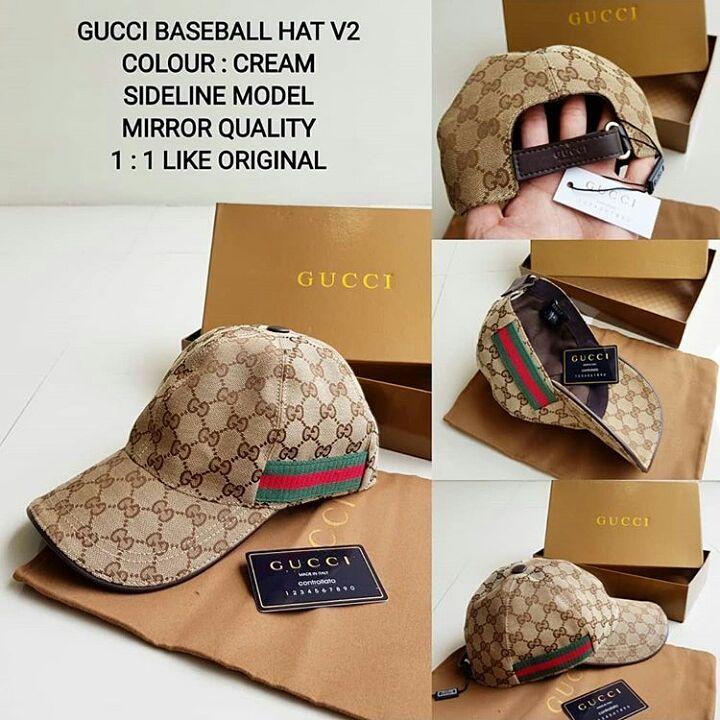 topi gucci baseball hat v2 cream sideline model mirror
