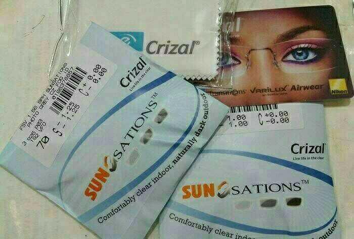 Lensa minus Crizal essilor sunsation/Photocromic/Photogrey ORIGINAL