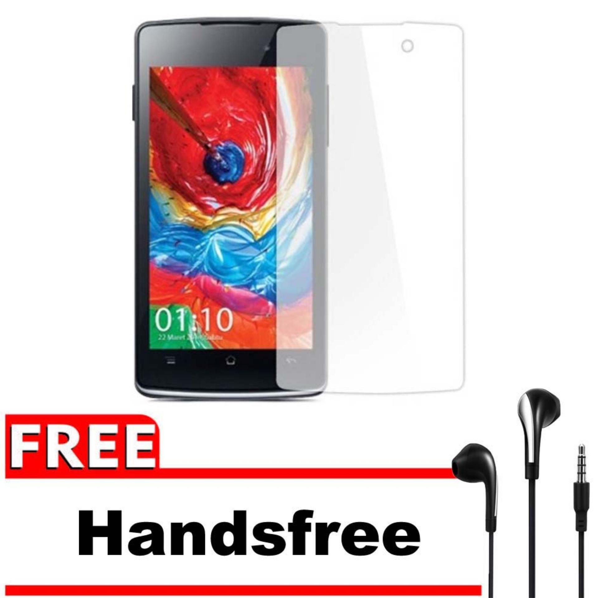 Vn Oppo Joy / R1001 Tempered Glass Screen Protector 0.32mm - Anti Crash Film + Gratis Free Handsfree Earphone Headset Universal - Bening Transparan