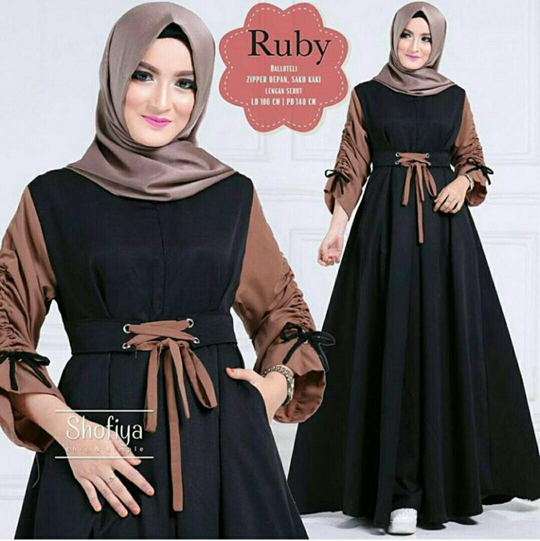 RUVAGO- DRESS WANITA GAMIS CANTIK DRESS KEKINIAN DRESS ADEM MAXI WANITA DEWASA MURAH HIGH QUALITY RUBY