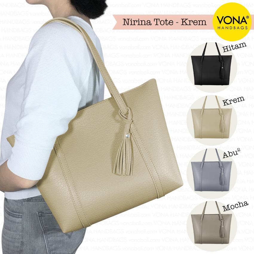 VONA Nirina - Tas Tote Bahu Wanita Tassel Rumbai Shoulder Bag Tangan Sekolah Kerja Belanja Ladies Shopping Handbag Gendong Remaja Cewek Tali Zipper Murah Korean Fashion Bali Kulit Sintetis PU Leather Best Seller New Arrival Terbaru Branded Original Asli