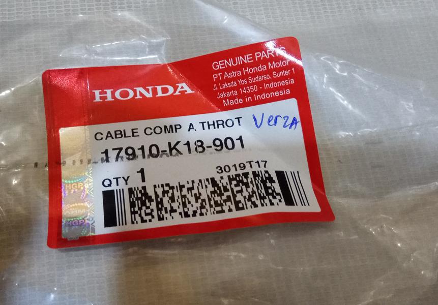 tali gas atas K18. Kabel gas honda verza bagian A asli AHM