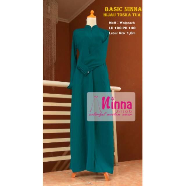 (TERBARU) Gamis polos warna hijau tosca tua hijau tua green dress wolfis wolpeach wolvis solo (Bukan Member Ninna)