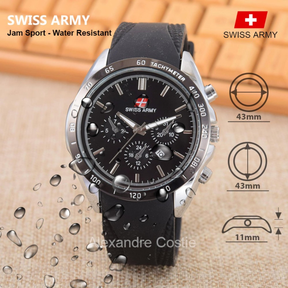 Jam Tangan Swiss Army Pria Original Swiss Army Jam Tangan Pria Black Rubber strap SA KRT 6251