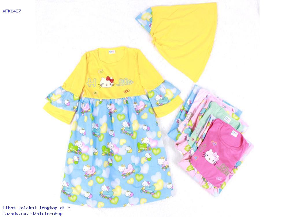 Baju Muslim Gamis Anak Perempuan Hello Kitty 1427 - AFK949841295