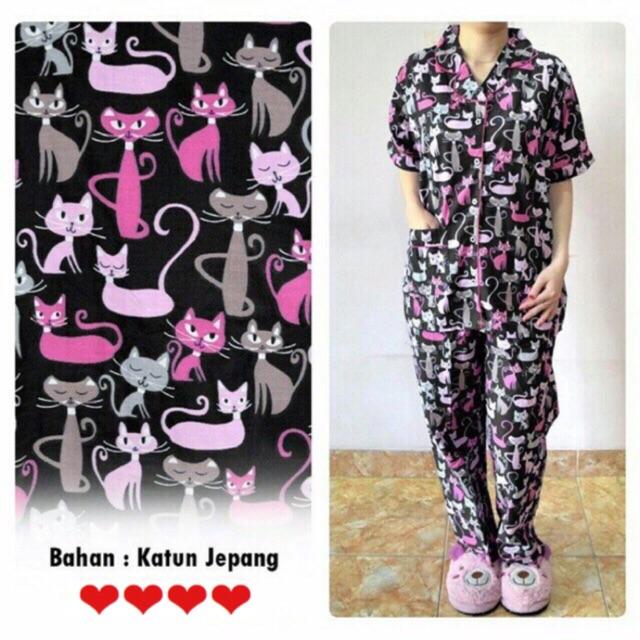 DAMAI FASHION JAKARTA - piyama wanita CAT CAT NAVY - konveksi murah tanah abang