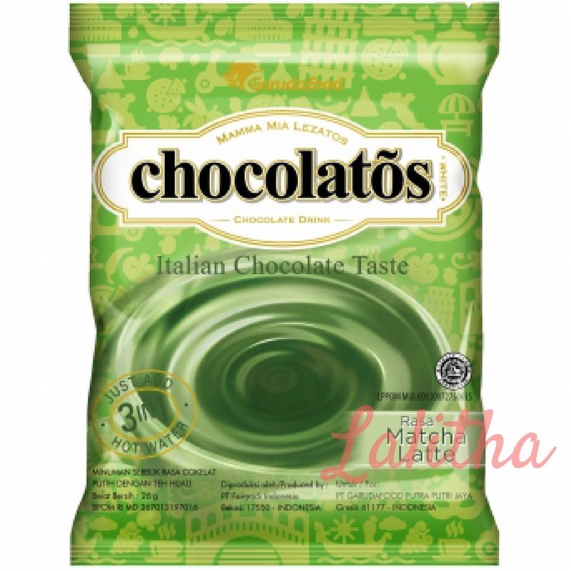 Lalitha Minuman Coklat - Chocolatos Matcha Latte / Rasa Seperti Coklat Dark Delvi Cadbury Silverqueen KitKat / Lebih Murah Daripada Coklat Bubuk Batang Batangan Kiloan Import / Minuman Ringan Hot or Cool Drink Chocolate / Isi 10 Sachet