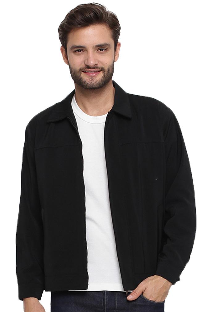 Harga Spesial!! JAKET PRIA KASUAL TERBARU MASA KINI DISTRO C6 HITAM POLOS KEREN - ready stock